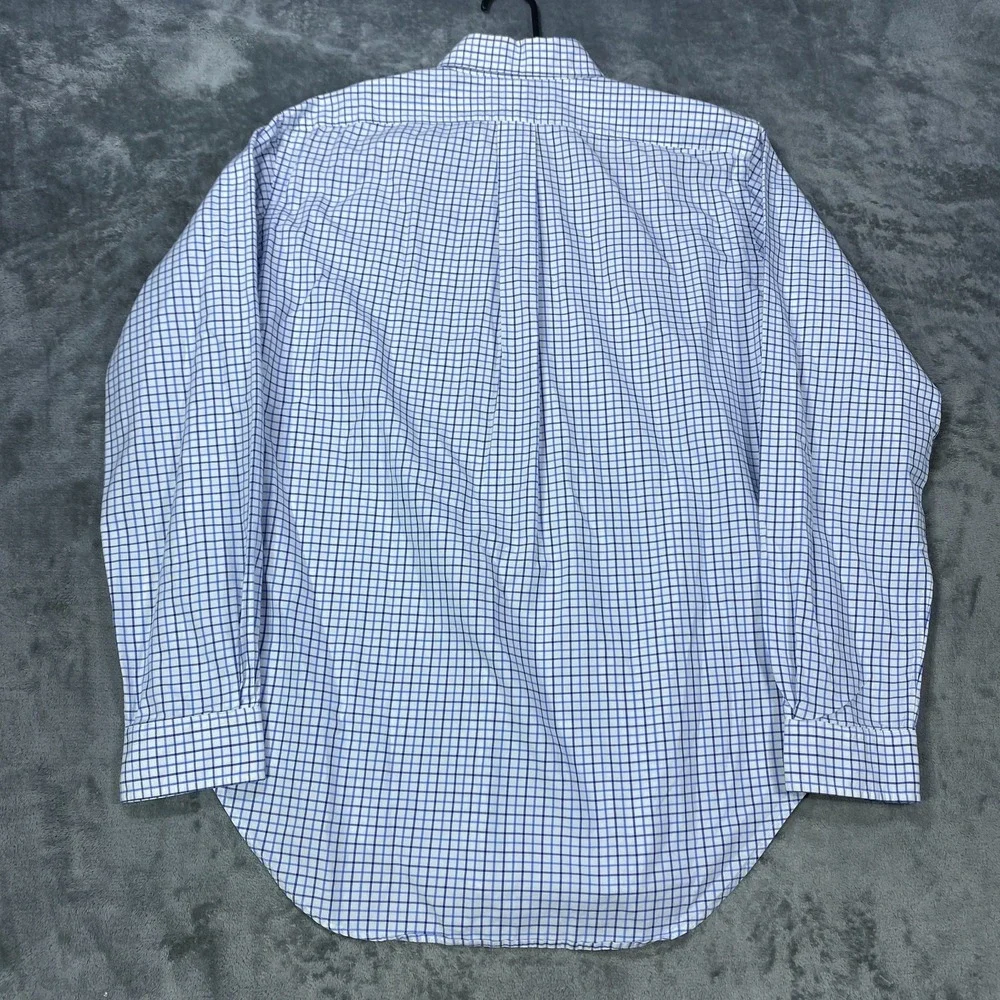 Ralph Lauren Button Down Shirt Mens Medium Classic Fit Blue Brown Plaid Preppy